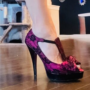 Elegant Pink Lace Peep-Toe BARBIE Heels